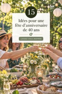 Fête d'anniversaire de 40 ans avec décorations colorées et ambiance festive.
