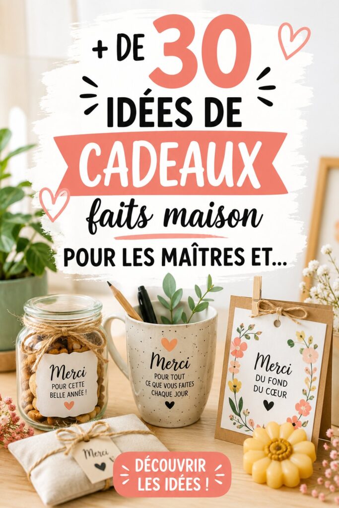 Cadeaux faits maison colorés pour enseignants sur une table