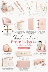 Une femme d'affaires examinant des cadeaux sur son bureau