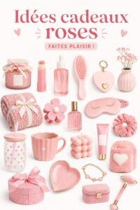 Sélection d'idées cadeaux roses élégantes et variées.