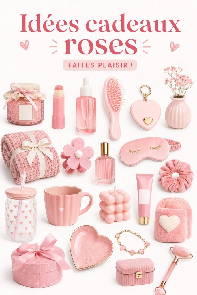Sélection d'idées cadeaux roses élégantes et variées.