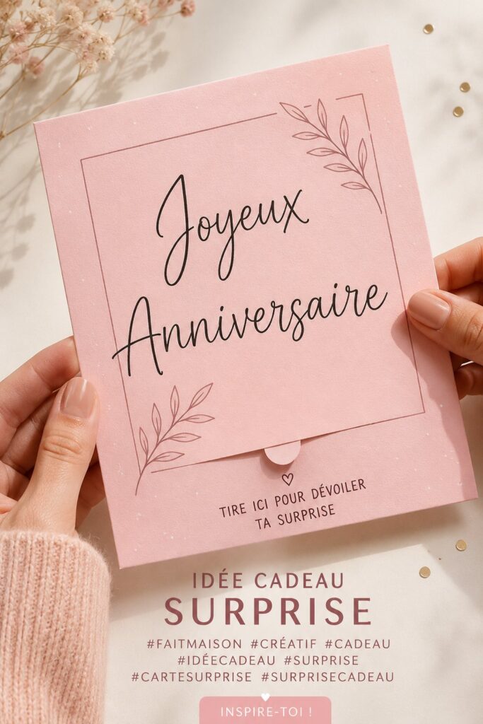 Un cadeau surprise fait main joliment emballé sur une table.