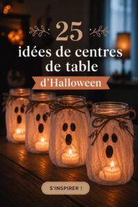 Centre de table Halloween créatif avec des décorations orange et noires.