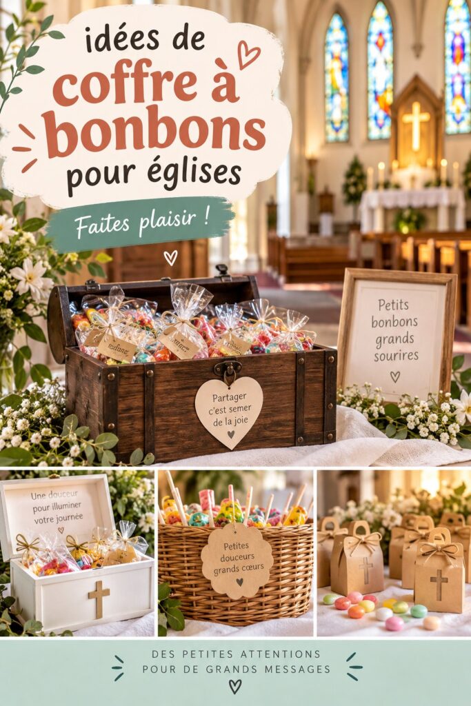 Coffre à bonbons décoré pour une église, idéal pour les célébrations