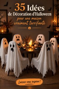 Une maison décorée pour Halloween avec des lanternes, des toiles d'araignée et une ambiance mystérieuse.