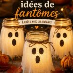 Un enfant crée un fantôme en papier pour Halloween