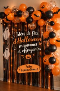 Fête d'Halloween décorée de manière mignonne et effrayante