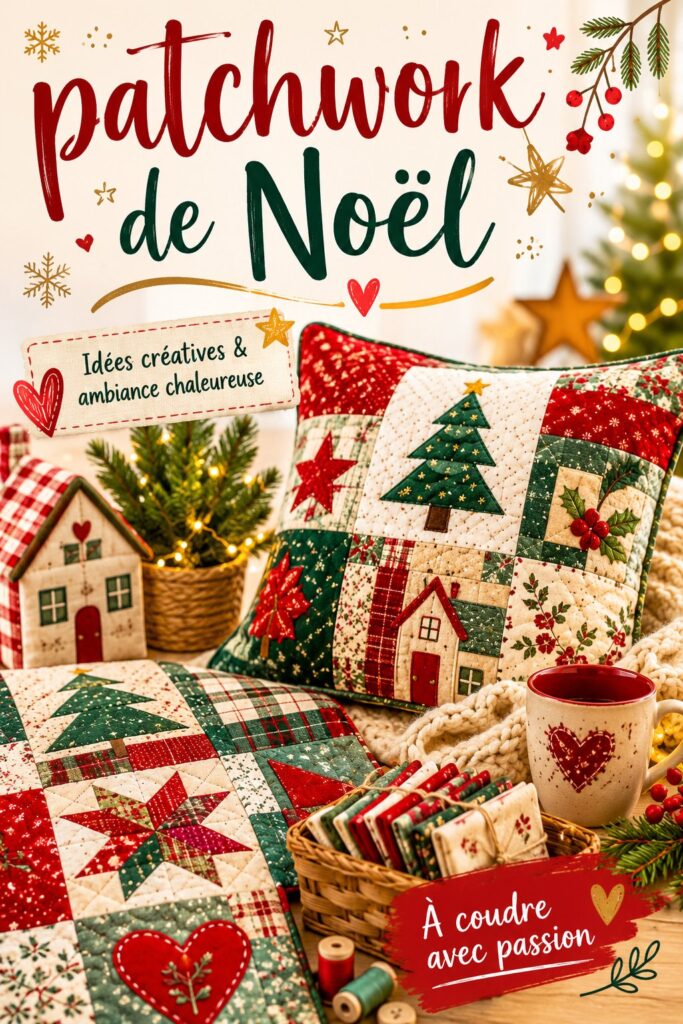 Patchwork de Noël coloré avec des motifs festifs