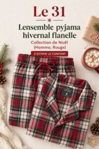 Pyjama en flanelle rouge pour l'hiver, parfait pour des soirées cocooning
