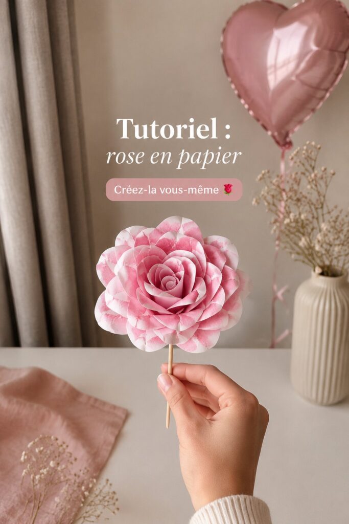 fleur rose en papier crédit photo