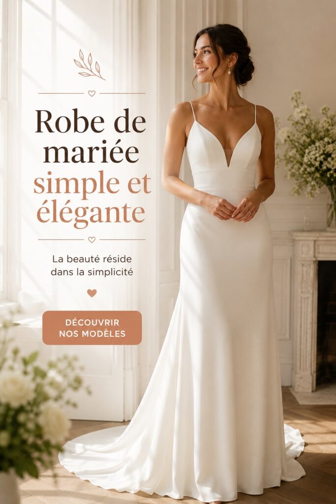 Robe de mariée simple et élégante en dentelle blanche