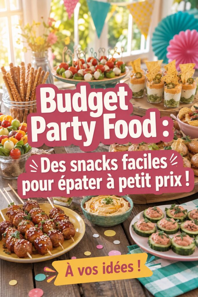Buffet de snacks gourmands et économiques pour une fête réussie.