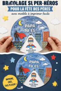 Un super-héros en papier fabriqué à la main par des enfants pour la fête des pères