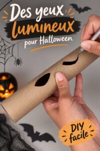 Des yeux maquillés brillants pour Halloween avec des paillettes et des lentilles.