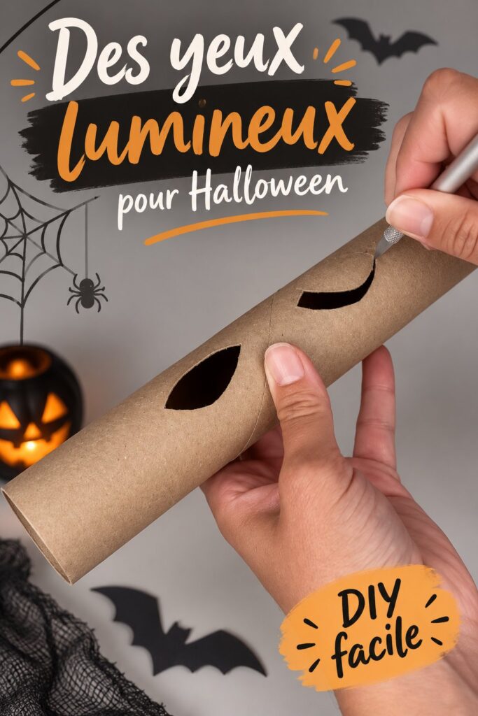 Des yeux maquillés brillants pour Halloween avec des paillettes et des lentilles.